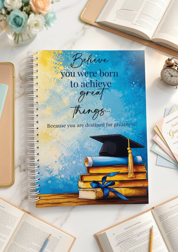 Believe you were born to achieve great things notebook