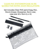 Clear PVC pencil case with stationery