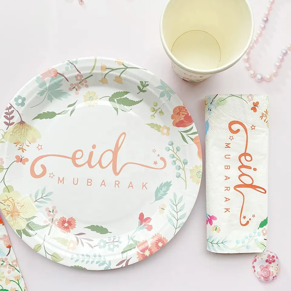 Eid Paper Plates - Floral Print