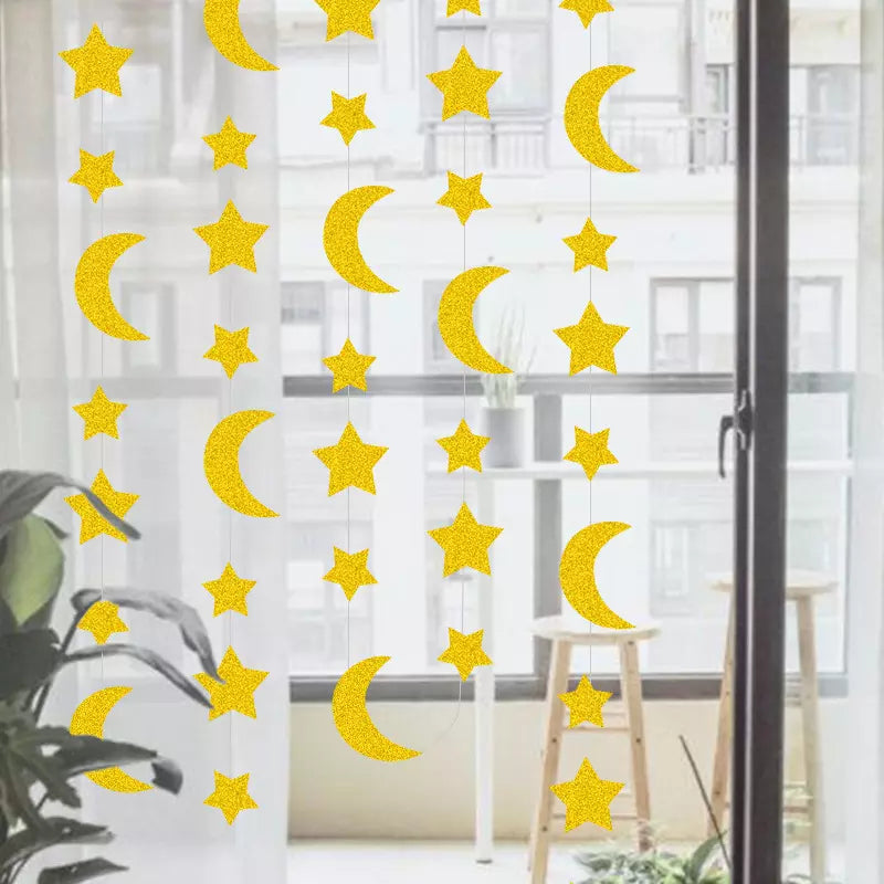 Moon and Star gold foil Wall Decoration