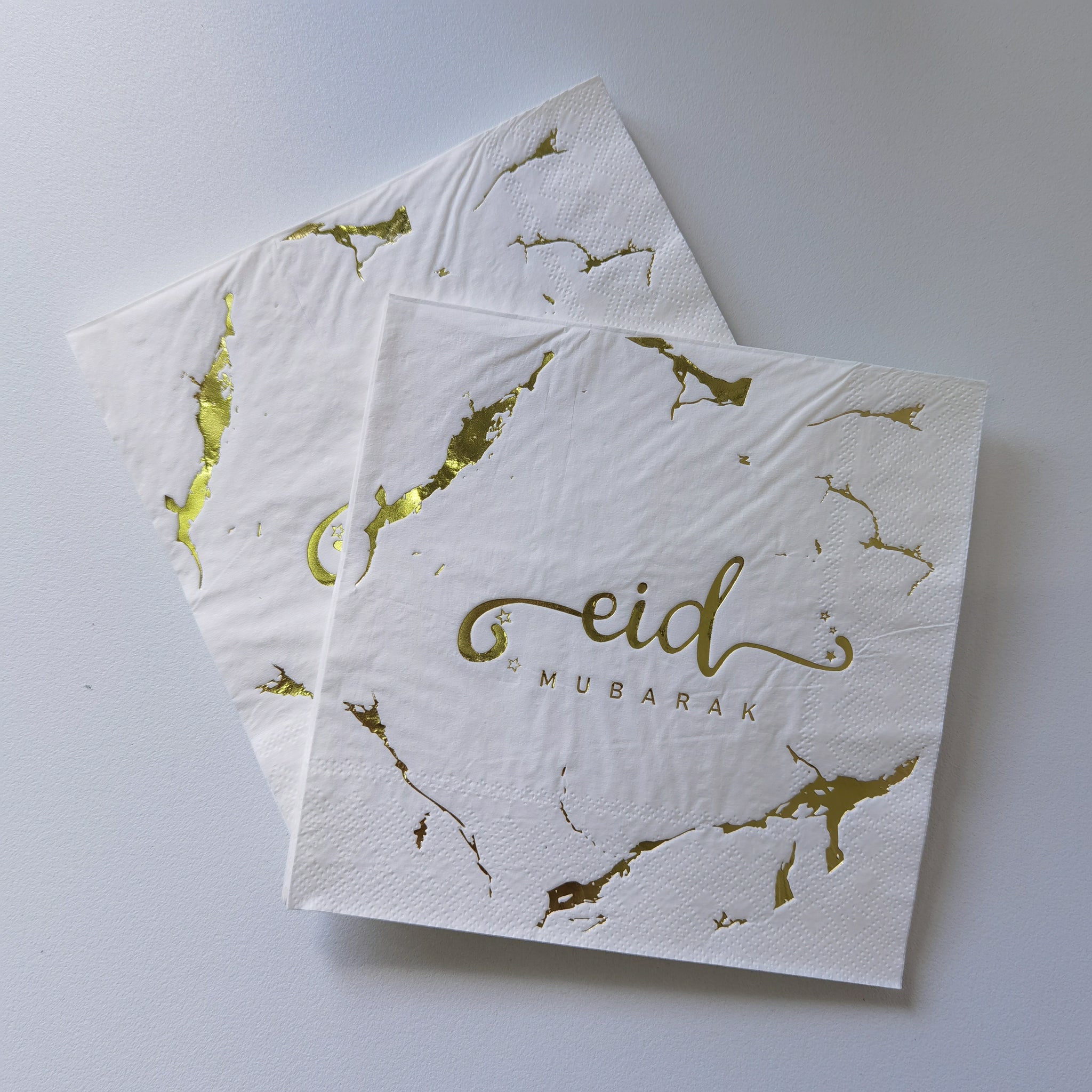 Eid Mubarak White/Gold Foil Serviette