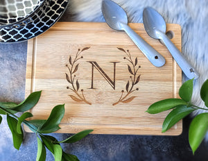 Square or rectangle wooden board with monogram